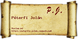 Péterfi Jolán névjegykártya