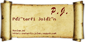 Péterfi Jolán névjegykártya